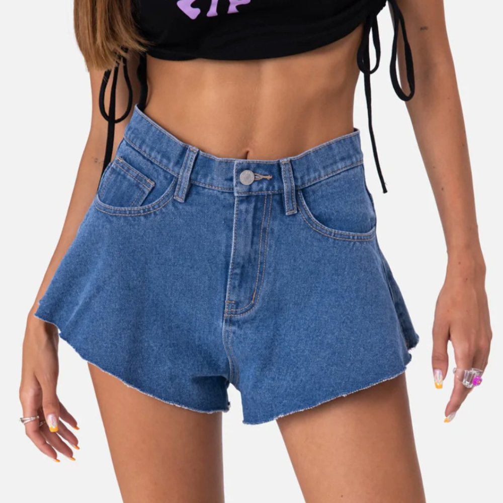 ADIKA Creedence Raw-Hem Denim Shorts
